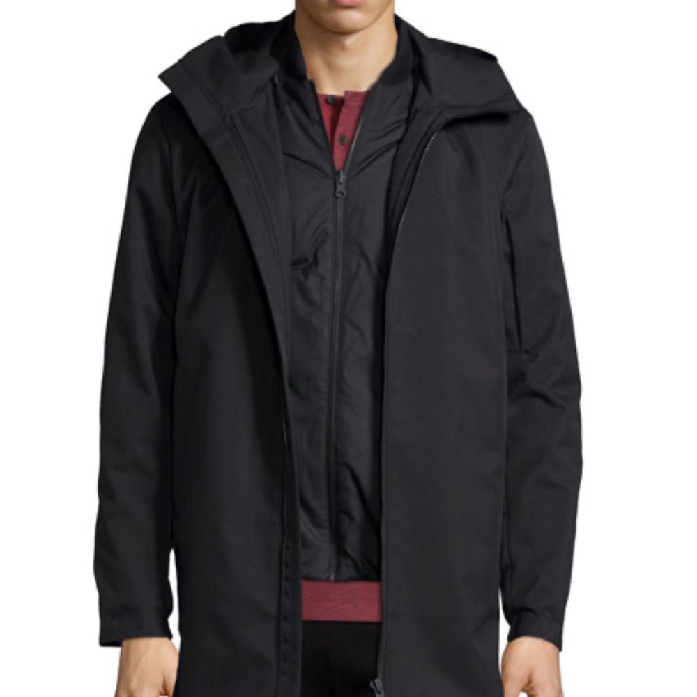 Theory Hallsey All-Weather Long Coat, Black